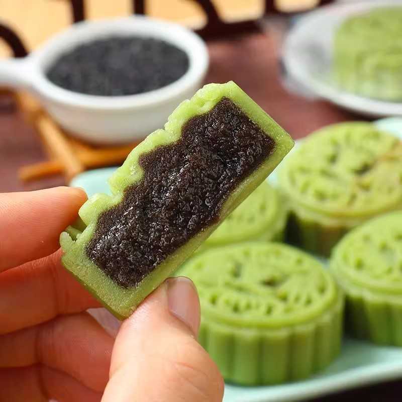 芝饼绿豆饼夹心黑芝麻手月饼老式传统黑糕麻点休闲食品工独立包装