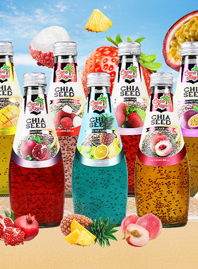 泰泰可可优奇亚籽泰国进口饮料百香果草莓味290ml*12瓶整箱饮品