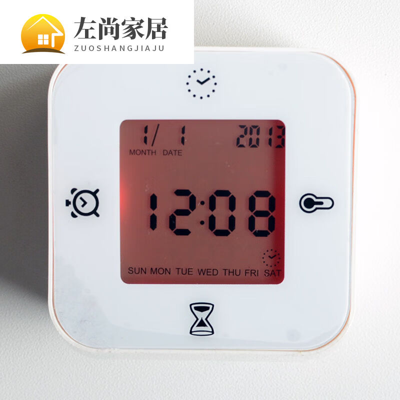 闹钟库克斯多功能白色小电子钟时钟计时器四合一白色库克斯4合1闹