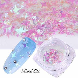 Nail Pink Transparent DIY Flakes Star Four Box Beauty Full