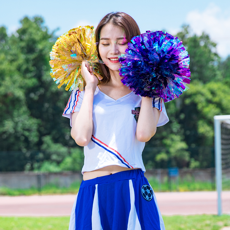 彩虹啦啦花球啦啦操花球拉拉队手花手摇花啦啦队手拿花彩球超大型