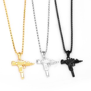 2021 Game UZI Kolye GUN Shape Pendant Necklace Men Hip Hop