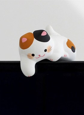 电脑萤幕显示器趴趴摆件日本进口车载办公桌面可爱猫咪兔子龙虎作