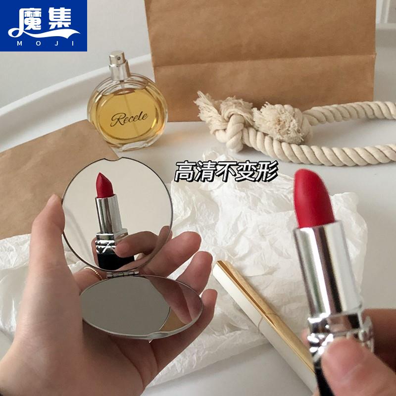 摔不碎的不锈钢化妆镜 多色简约 随身可携式创意摺叠镜 迷你小镜