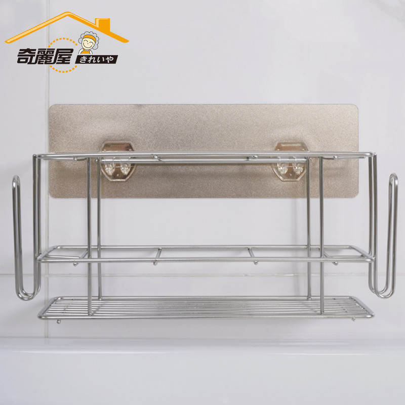 洗漱用品置物架不锈钢免打孔无痕牙刷架厕所洗漱台壁挂收纳层架浴