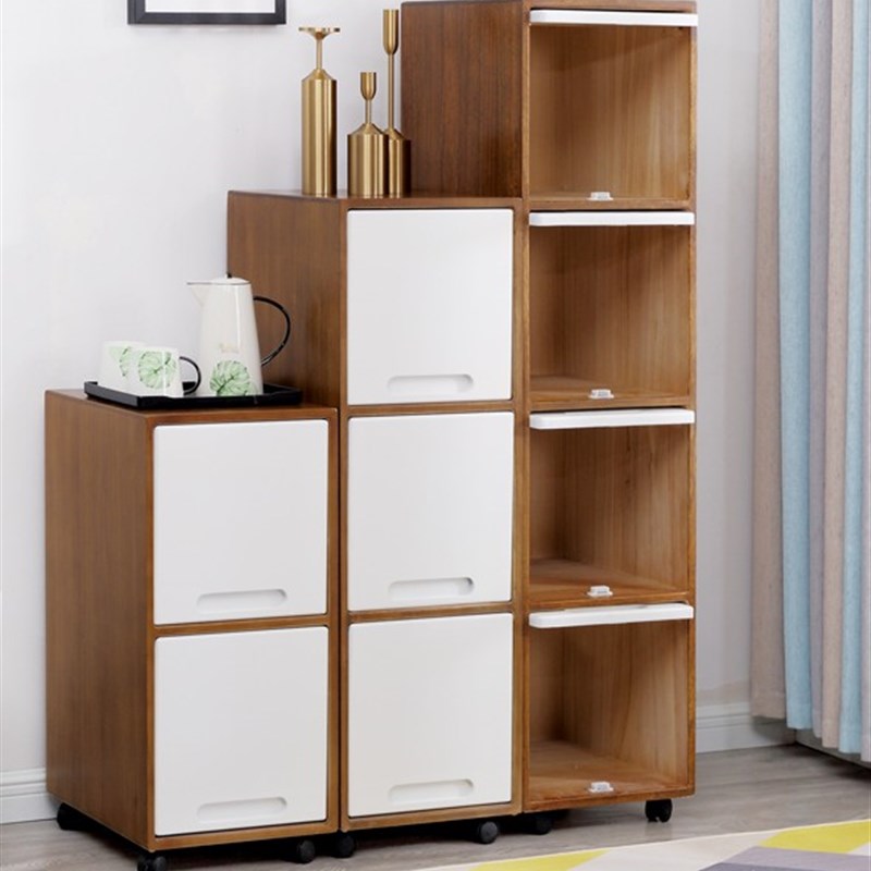 高档30/35cm宽夹缝五层翻盖收纳柜抽屉式实木储物柜子窄缝厨房置