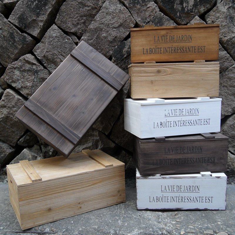 极速长方形带盖木箱子复古做旧实木收纳储物箱红酒葡萄酒木箱摄影