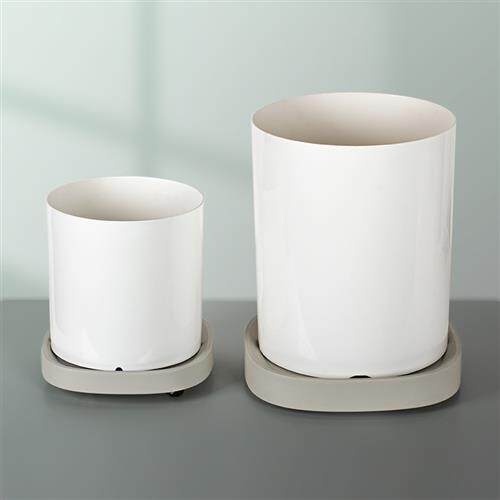 正方形花盆可移动带轮仿陶瓷水泥白色塑料特大号花卉简约大型绿植