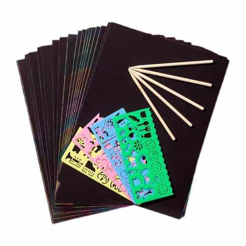 刮画纸炫彩儿童彩色刮蜡画单色刮刮画幼儿园黑色8开小学生16K涂鸦