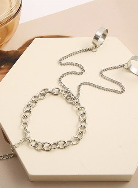 创意连指夸张手链戒指一体式女ins欧美小众设计百搭个性简约手环