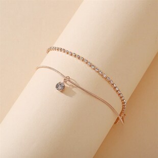 极速Double layer diamond inlaid snake bone Anklet 镶钻蛇骨脚