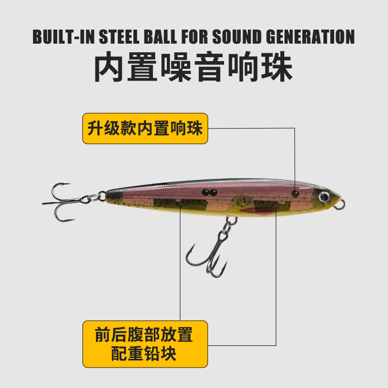 仿生泥鳅铅笔路亚饵远投沉水缓沉米诺假饵响珠颤沉翘嘴鱼饵套装