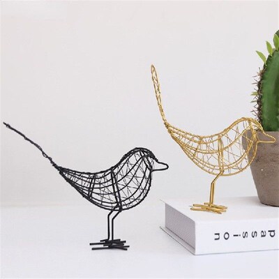 Iron Bird Figurines Desk Table Ornament Accessories for