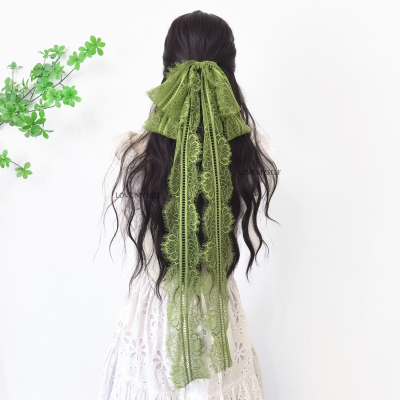 【绿蕾丝】中古风飘带蝴蝶结发夹