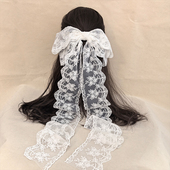 仙美超长发夹原创法式 蕾丝飘带大蝴蝶结发饰高级感新款 头饰发带