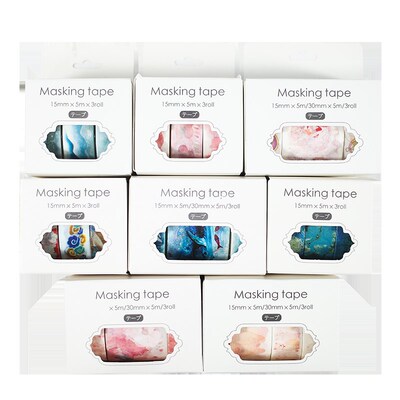 极速3 Rolls Washi Masking Tape Set Petal Animal Flower Paper