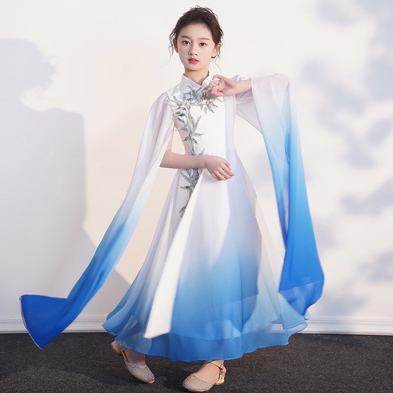 极速女童古筝演出服中国风琵琶钢琴比赛民乐演奏服装儿童大合唱小