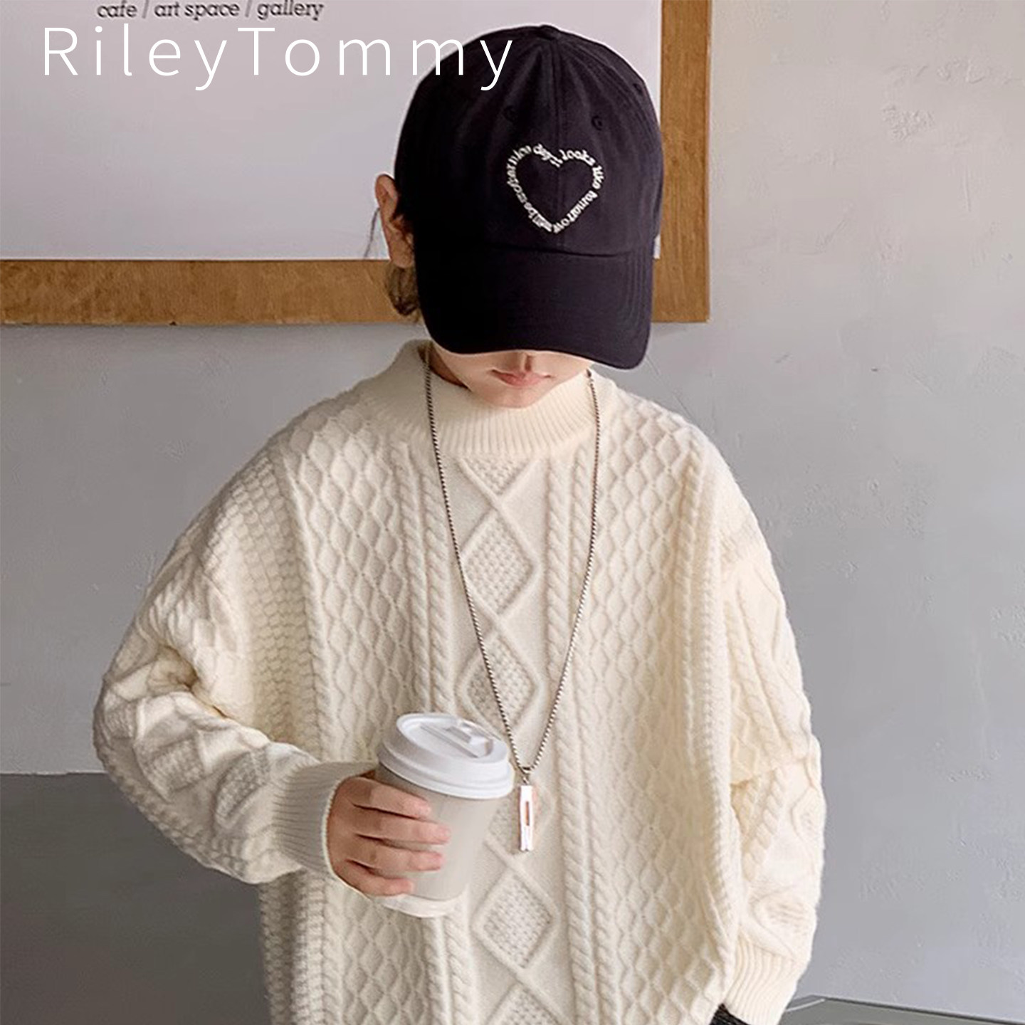 英国Riley Tommy男童冬季毛衣男孩纯色内搭加厚针织打底冬季毛衣