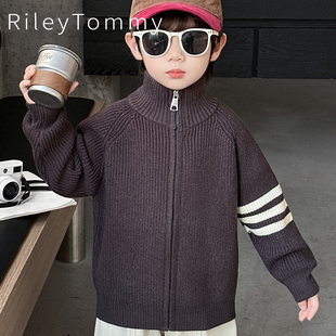 英国Riley Tommy儿童针织毛衣男童秋冬装开衫拉链衫潮酷加厚外套