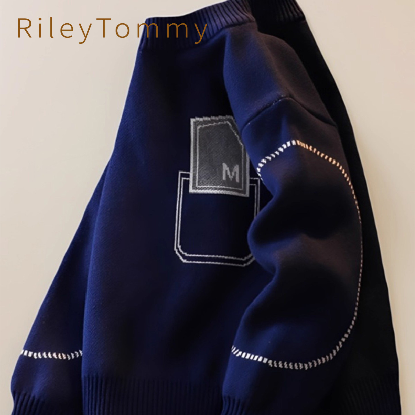 英国Riley Tommy男童冬季毛衣儿童针织线中大童加绒加厚内搭打底