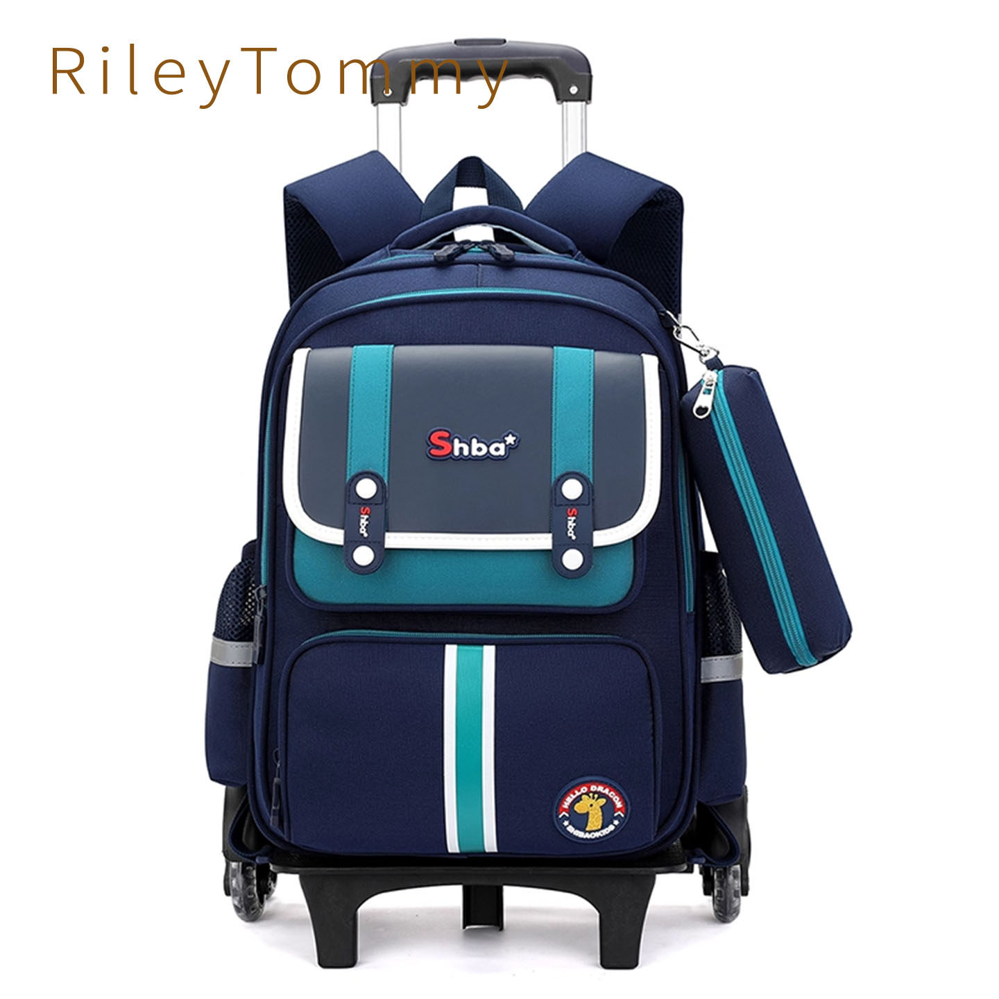 英国RileyTommy儿童拉杆书包男生小学生拖拉爬楼轻便减负背拉背包
