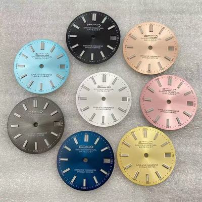 新款日志NH35机芯表盘 直径28.5mm 绿夜光/冰蓝夜光 改装字面