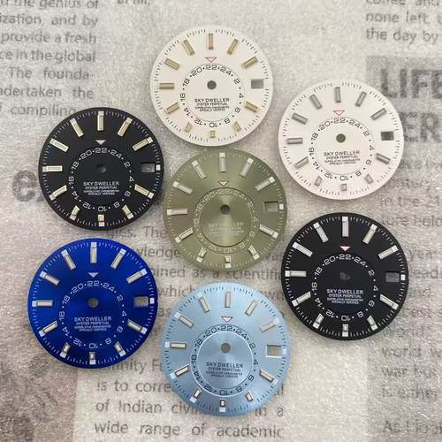 NH35表盘纵航者天行者表盘适装NH35机芯28.5mm太阳纹字面 绿夜光