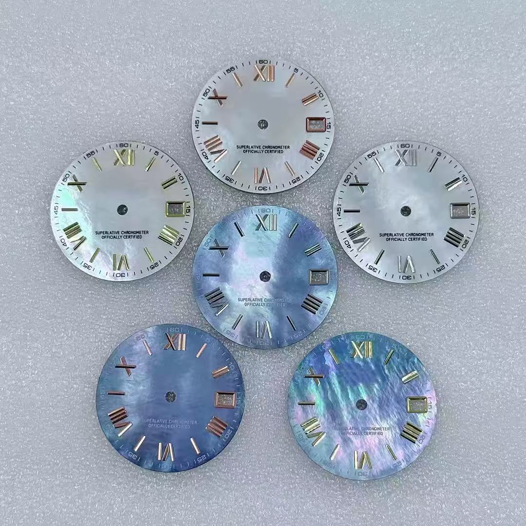 珍珠贝母罗马表盘改装配件28.5mm  适装nh35机芯