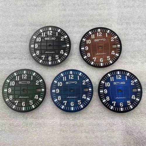 32mm新款手雷表盘 适合装nh35机芯  绿色夜光 改装字面