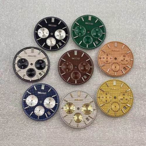 31.8mm表盘绿色夜光VK63石英机芯手表改装配件