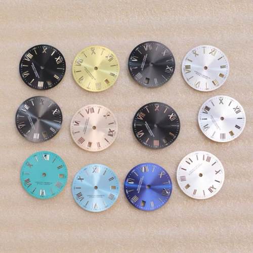 新款NH35表盘直径28.5mm机械表日志改装NH36绿夜光表面手表配件