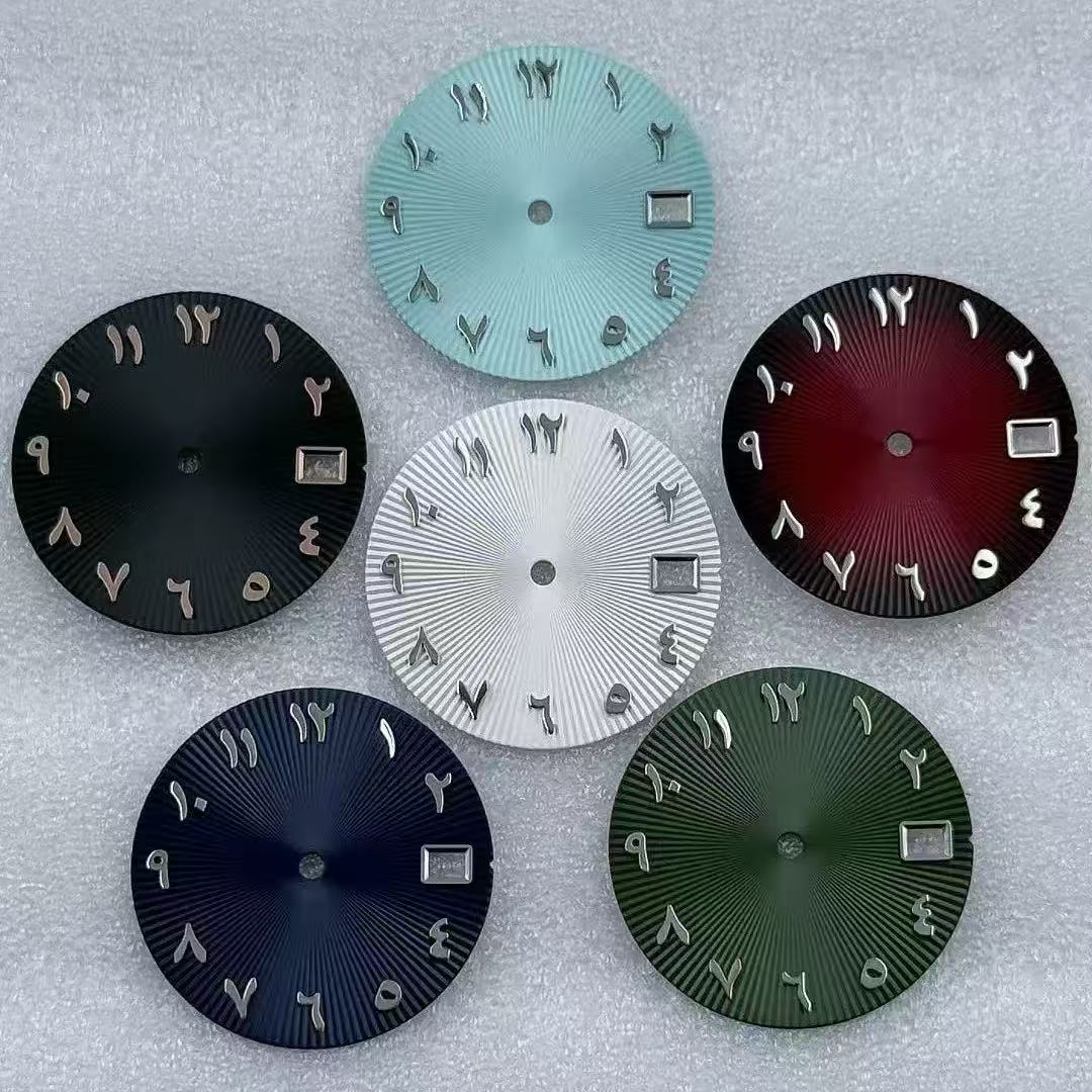 NH35阿拉伯数字放射纹有历表盘手表配件 表盘直径28.5mm