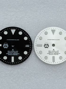 水鬼NH35表盘 直径28.5mm 发绿夜光 NH36字面改装手表配件