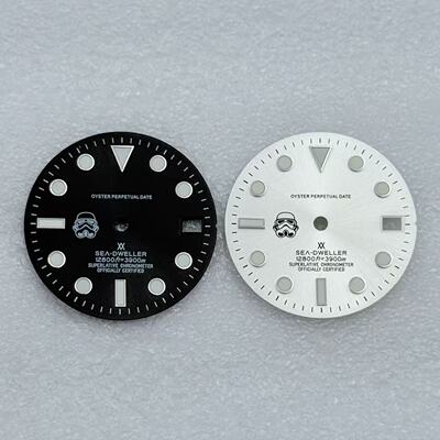 水鬼NH35表盘 直径28.5mm 发绿夜光 NH36字面改装手表配件