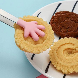 食品夹子厨房不锈钢食物夹子硅胶冰夹创意小手掌迷你甜点夹方糖夹