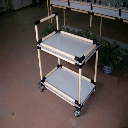 珠海米黄色精益管推车电子车间物料周转车