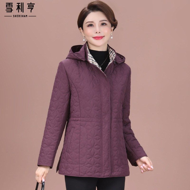好货2025冬季新款轻薄棉服女休闲连帽收腰显瘦小个子妈妈保暖棉袄