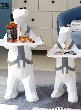 客厅装饰摆件落地元气北极熊托盘乔迁新居礼品玄关电视柜家居软装
