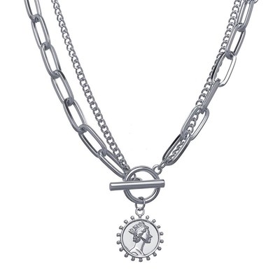 Chain Necklace human head pendant collarbone neck chain项链