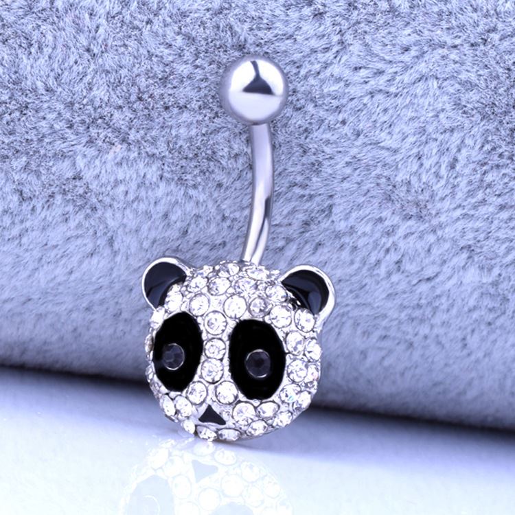 high quality~Stainless steel panda diamond inlaid puncture j