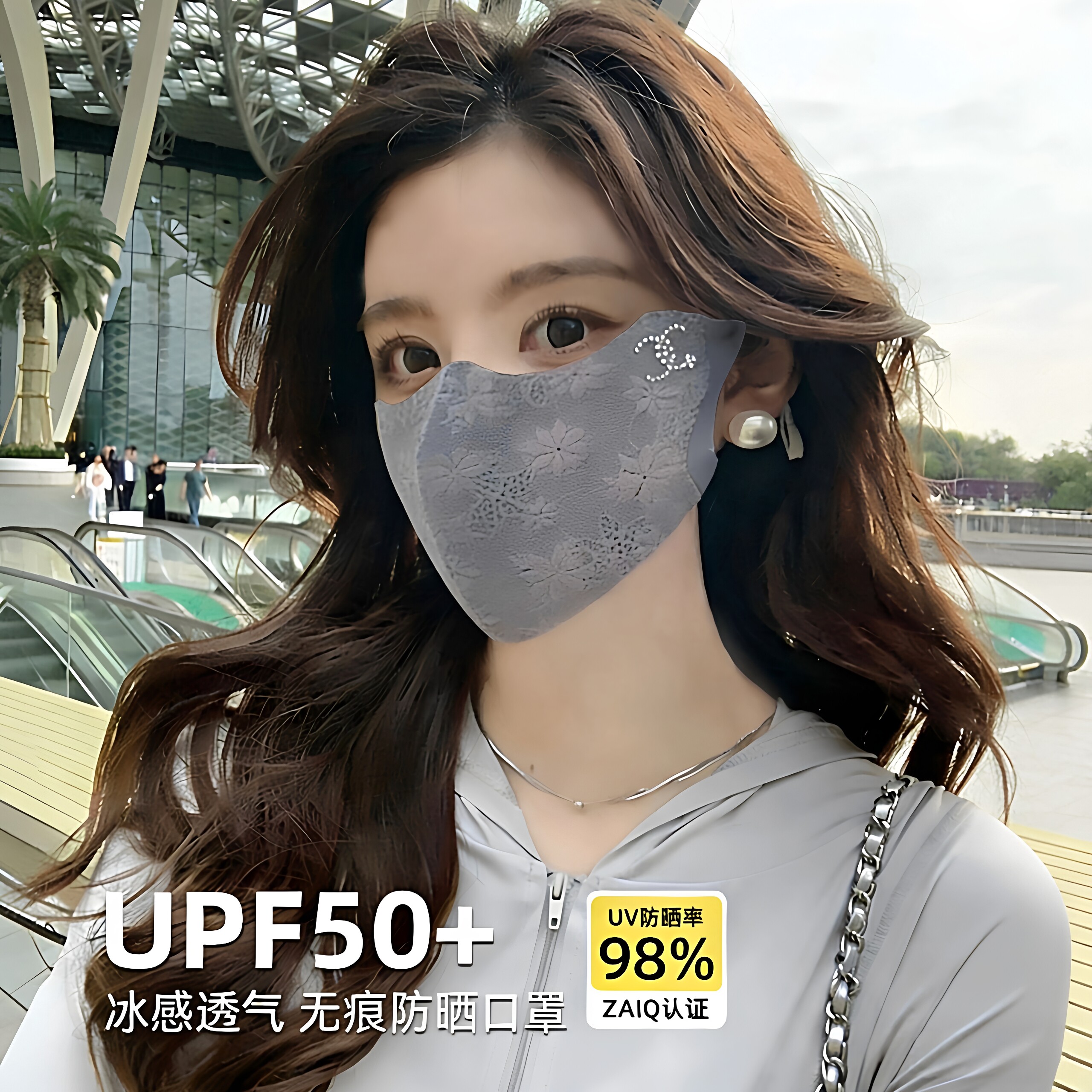 蕾丝防晒口罩高颜值透气轻薄女神夏季新款面罩弹力防紫外线可水洗