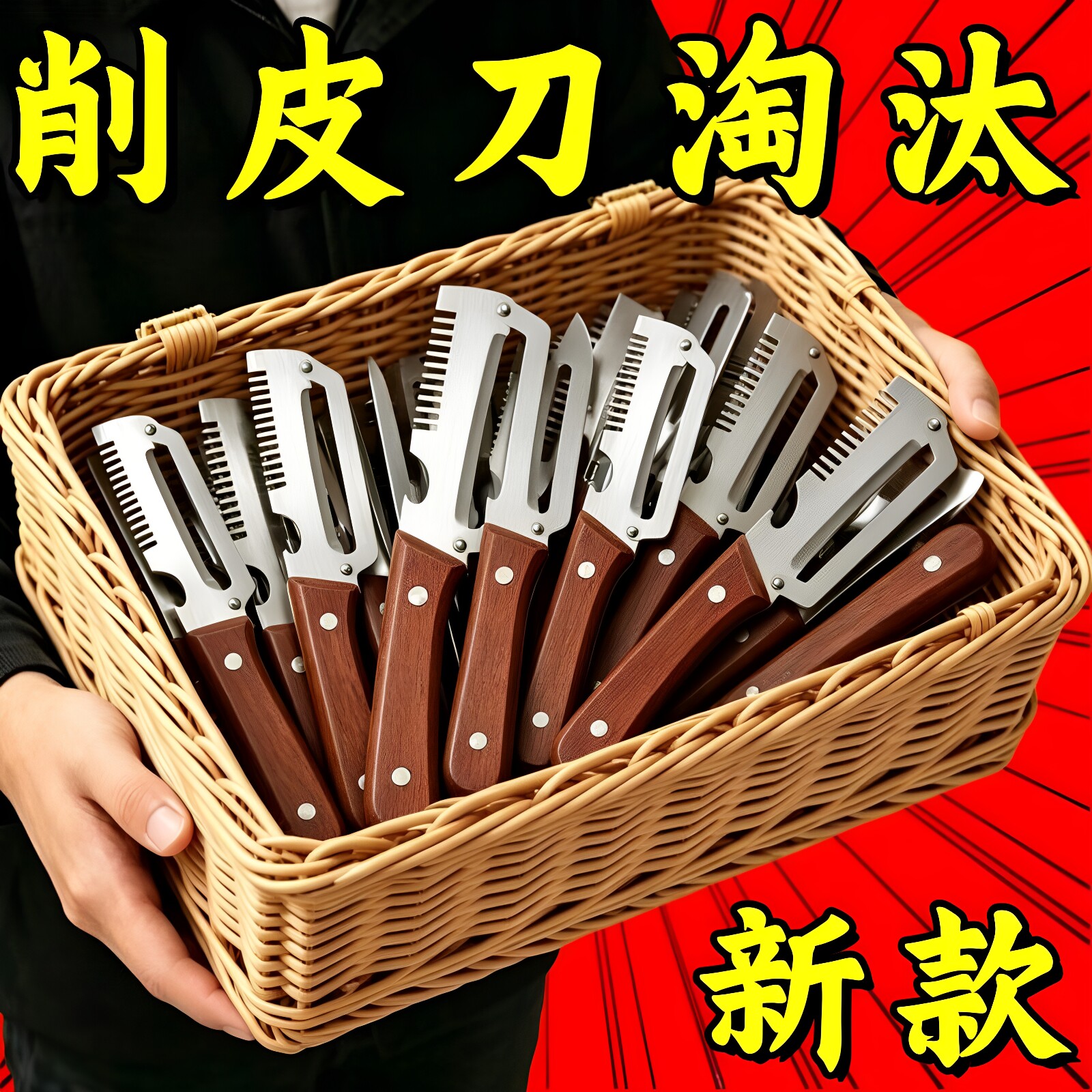 厨房多功能切葱切丝神器刀柄开瓶器水果切菜3合一家用削皮器锋利