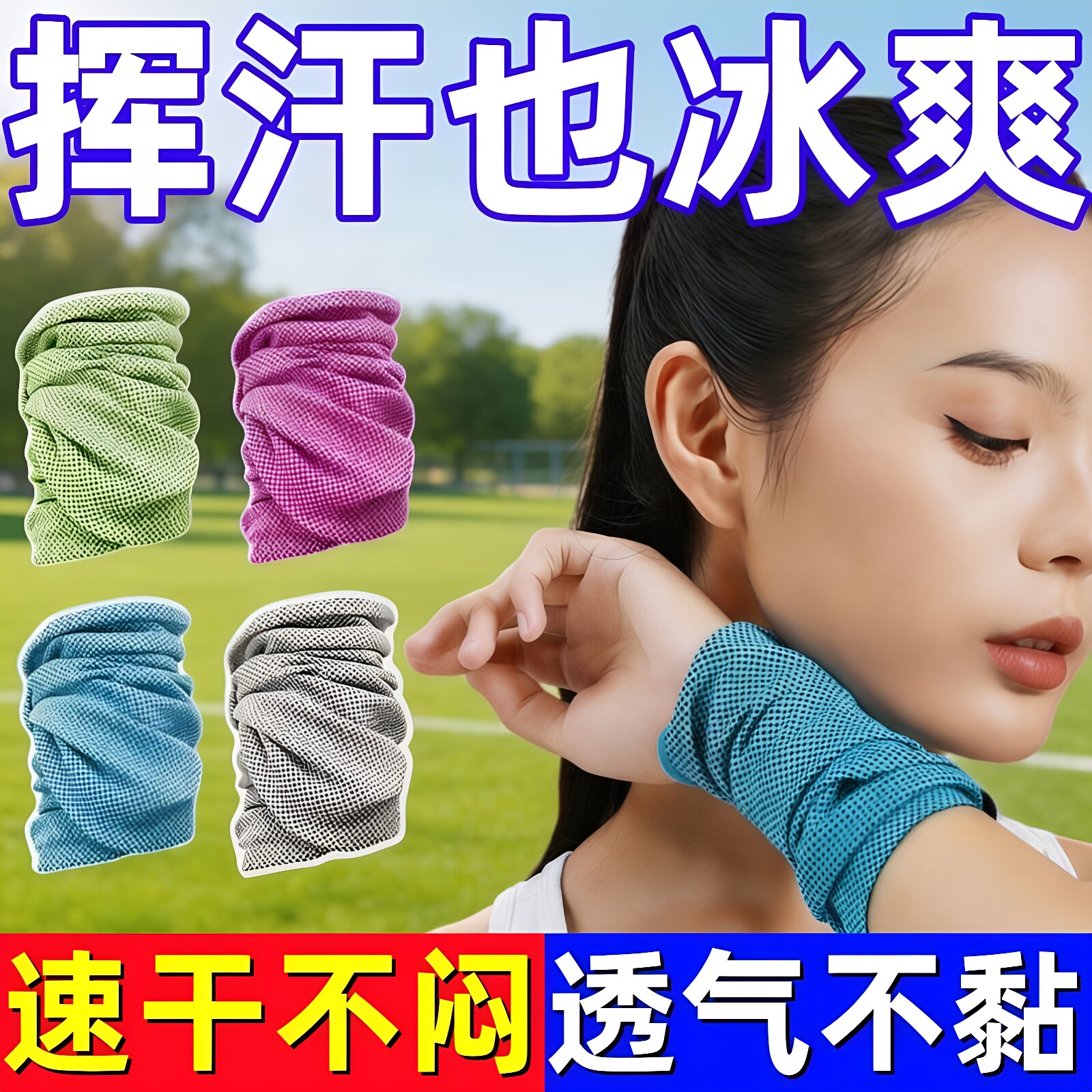 夏季运动手腕擦汗巾头部冷感跑步吸汗巾健身便携速干毛巾薄款护腕