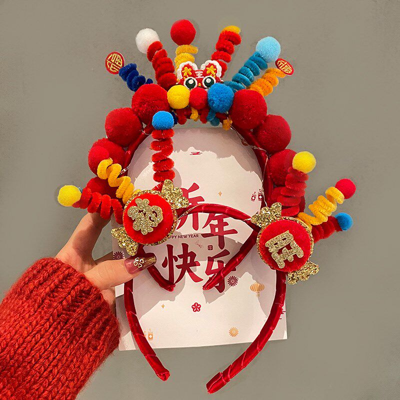 好货2025新款儿童发箍扭扭棒发光头箍女童宝宝头饰红色新年女孩发