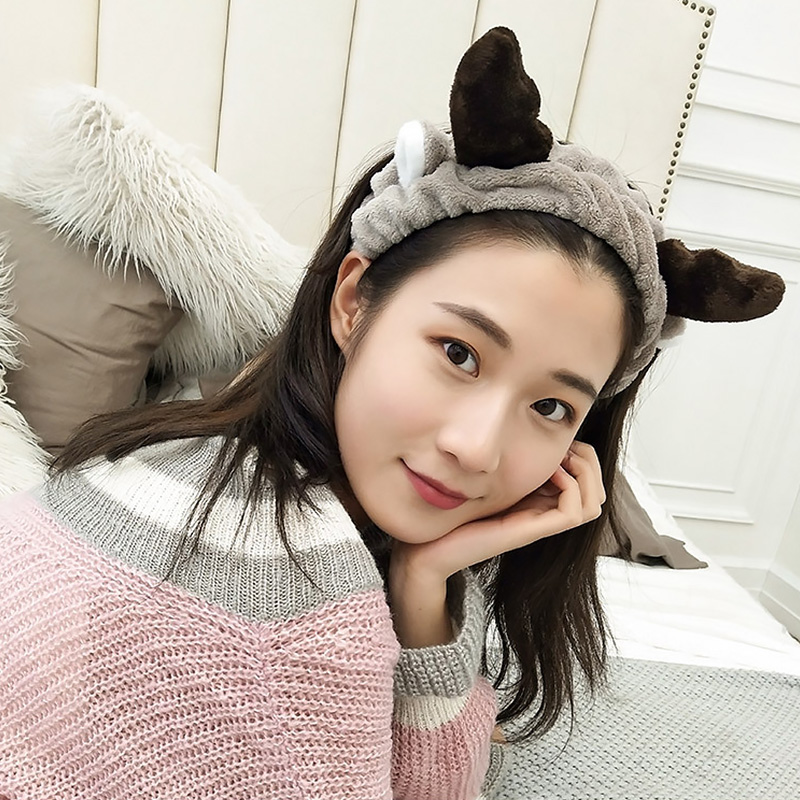 新品New Wash Face Hair Holder Soft Warm Coral Fleece Bow Ani