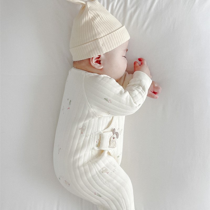 1岁男宝衣服新生儿连身衣春秋冬女宝宝薄棉保暖衣婴儿纯棉连体衣