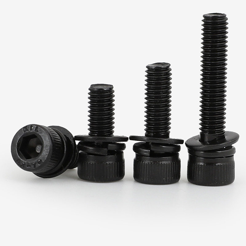 速发M三.5M4M5M68黑色04不锈钢内组合螺丝钉杯头2六角螺栓平弹垫