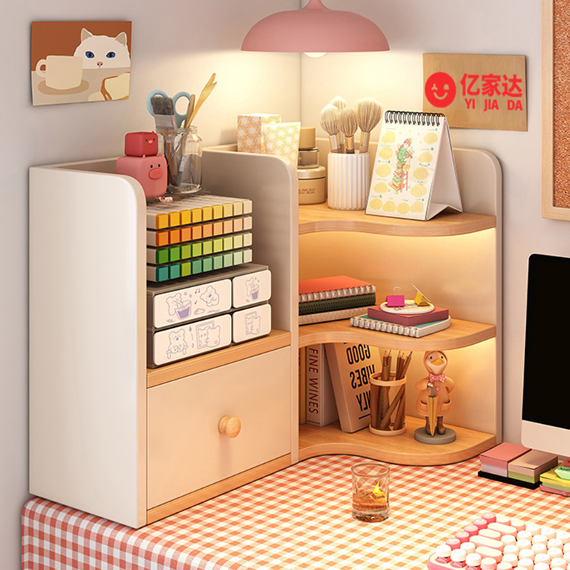 速发书架桌面置物架小公室工简收纳储物架学生宿舍桌上位易转角办