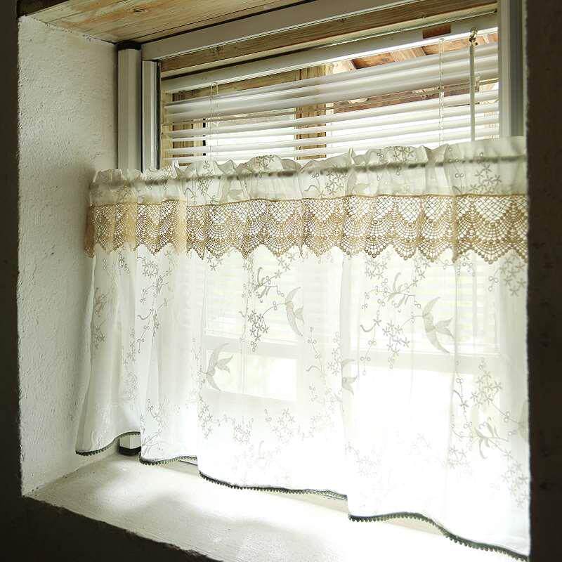 鸢尾乡旅美式雁南飞半遮光透光半帘门帘窗帘窗纱定制卧室客厅厨房