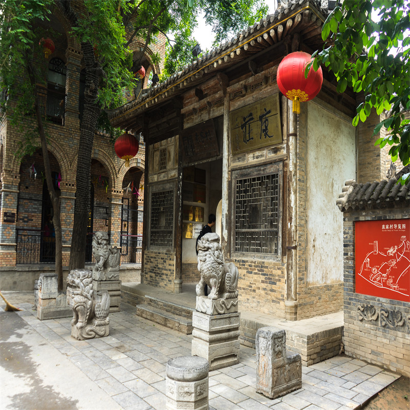 古风复古直播间背景墙老房子小镇苗寨古镇房屋古城拍照主播背景布